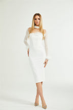 Désirée kuş tüyü maksi elbise