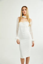 Désirée kuş tüyü maksi elbise