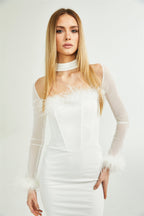 Désirée kuş tüyü maksi elbise