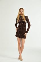 Fleur kadife mini elbise