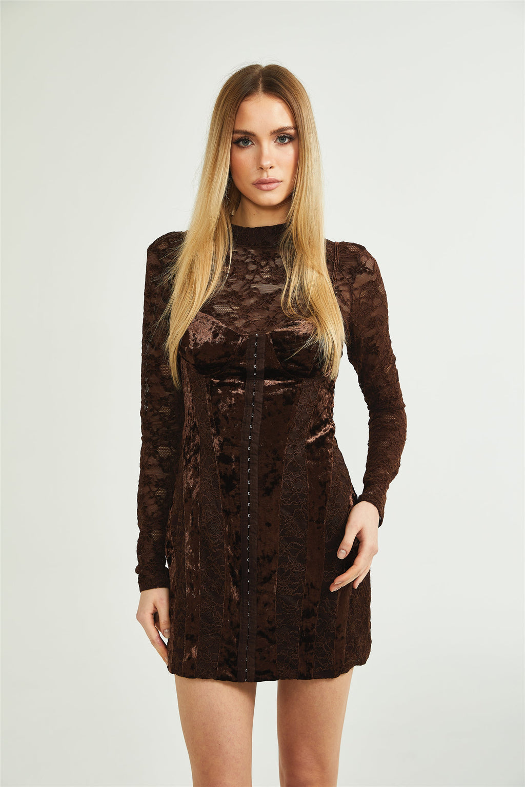 Fleur kadife mini elbise