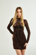 Fleur kadife mini elbise