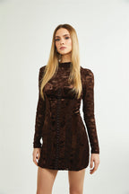 Fleur kadife mini elbise