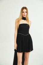 Nadine pileli mini elbise