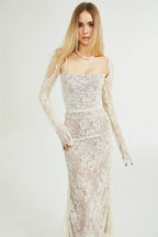 Valérie örgü maksi elbise