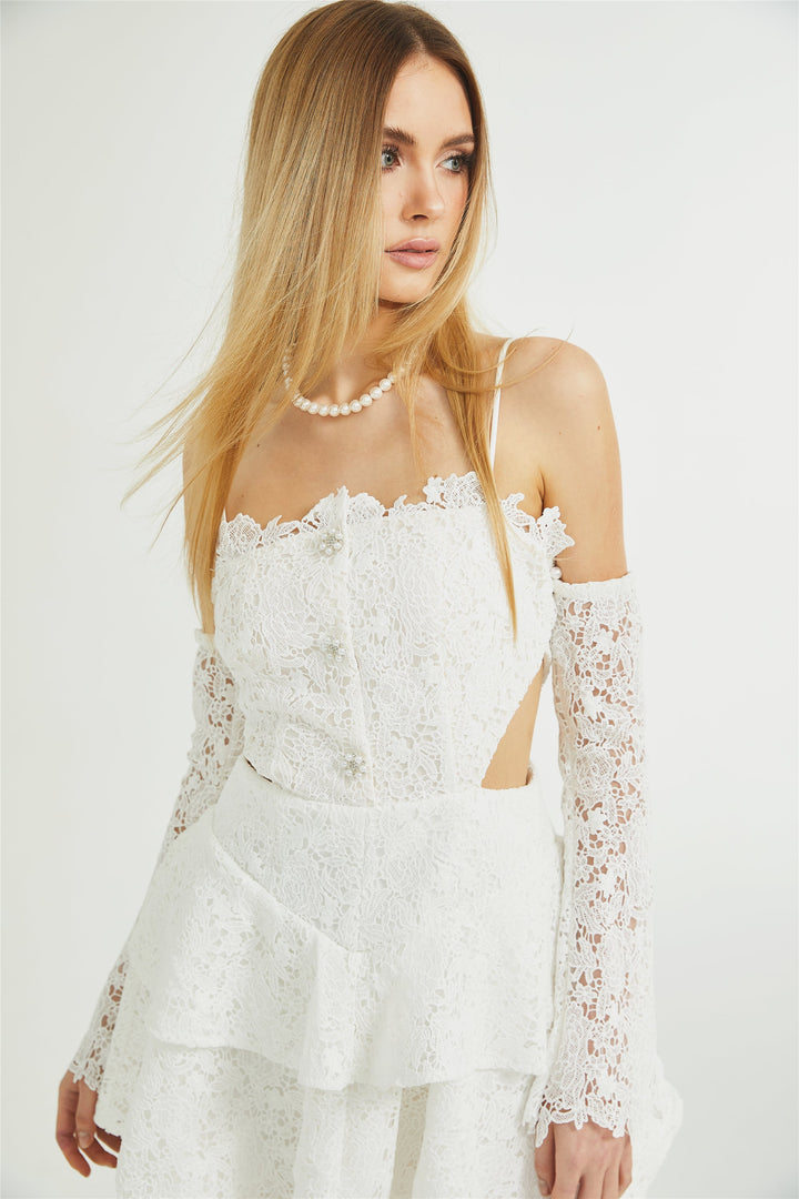 Cyrielle dantel mini elbise