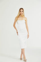 Roseline inci midi elbise