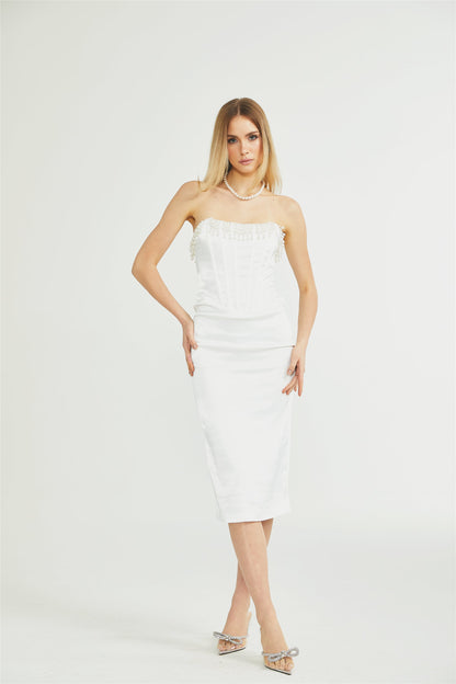 Roseline inci midi elbise