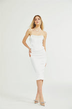 Roseline inci midi elbise