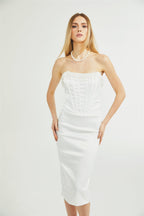 Roseline inci midi elbise