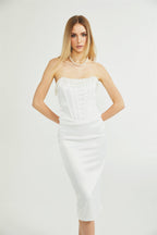 Roseline inci midi elbise