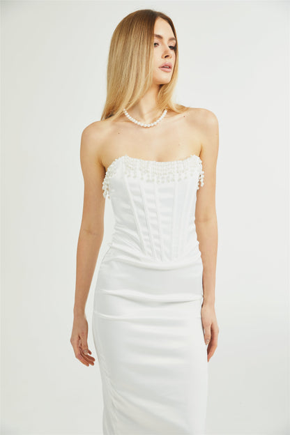 Roseline inci midi elbise