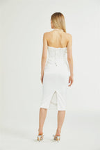 Roseline inci midi elbise