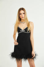 Clémence kuş mini elbise