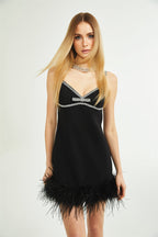 Clémence kuş mini elbise