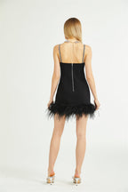 Clémence kuş mini elbise