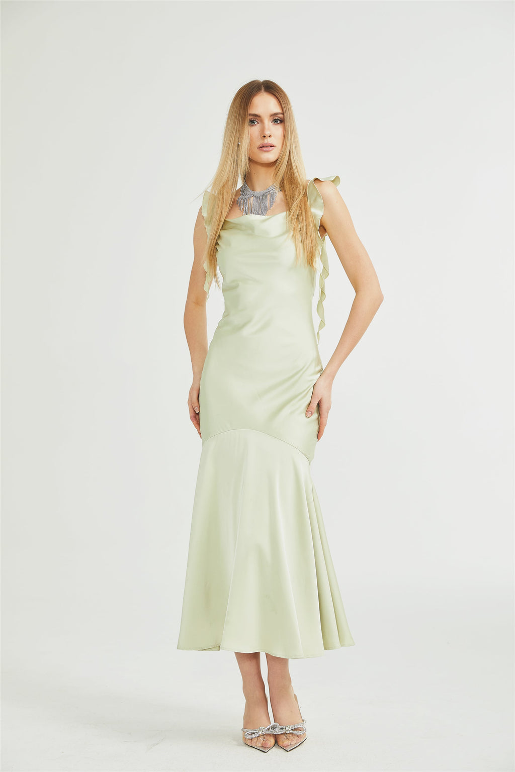 Céleste kloş midi elbise