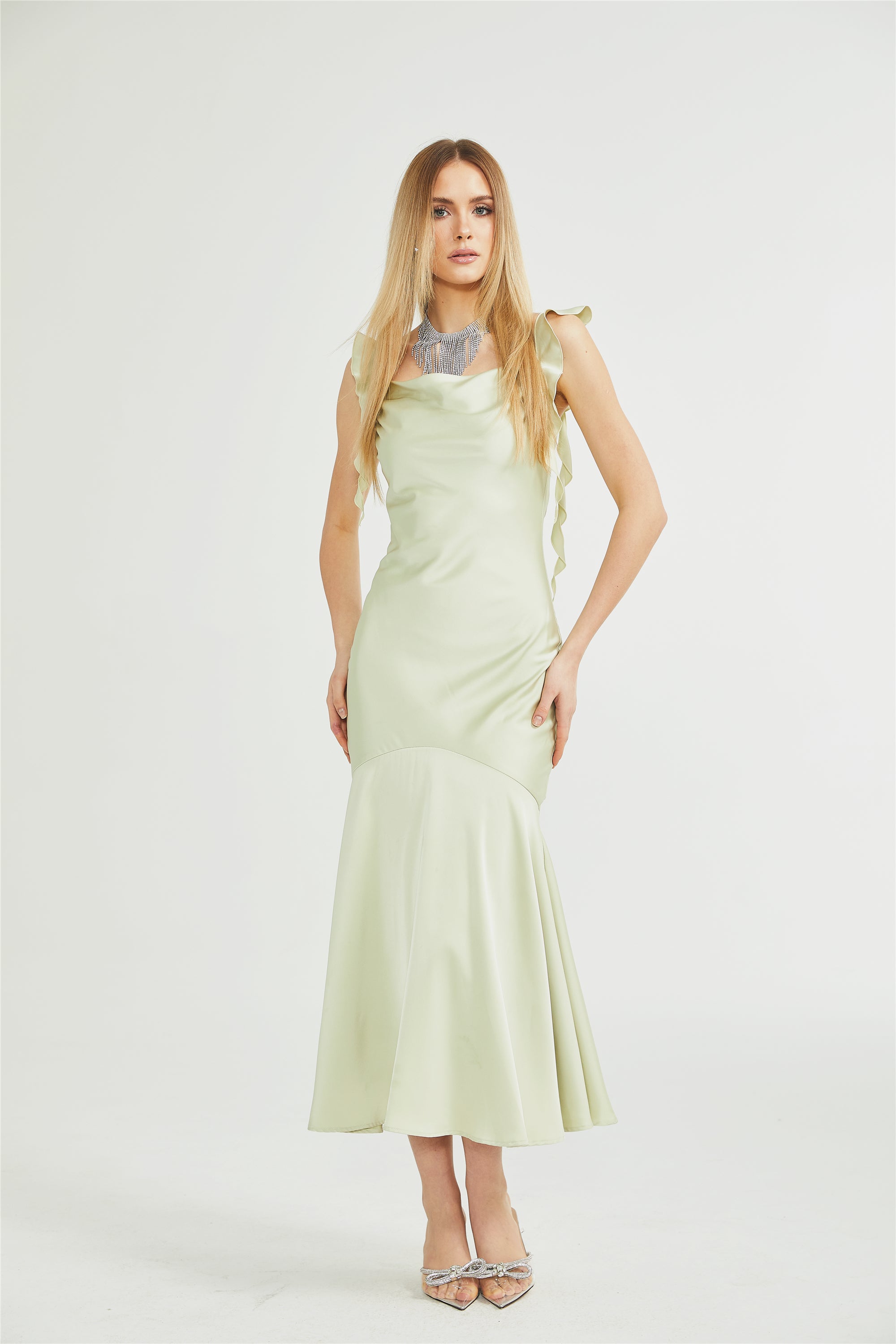 Céleste kloş midi elbise