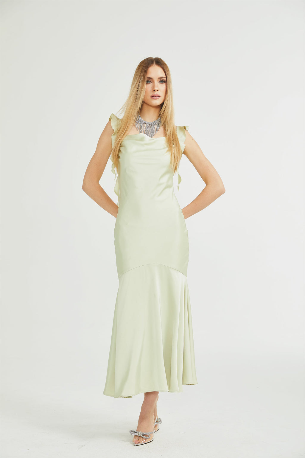 Céleste kloş midi elbise