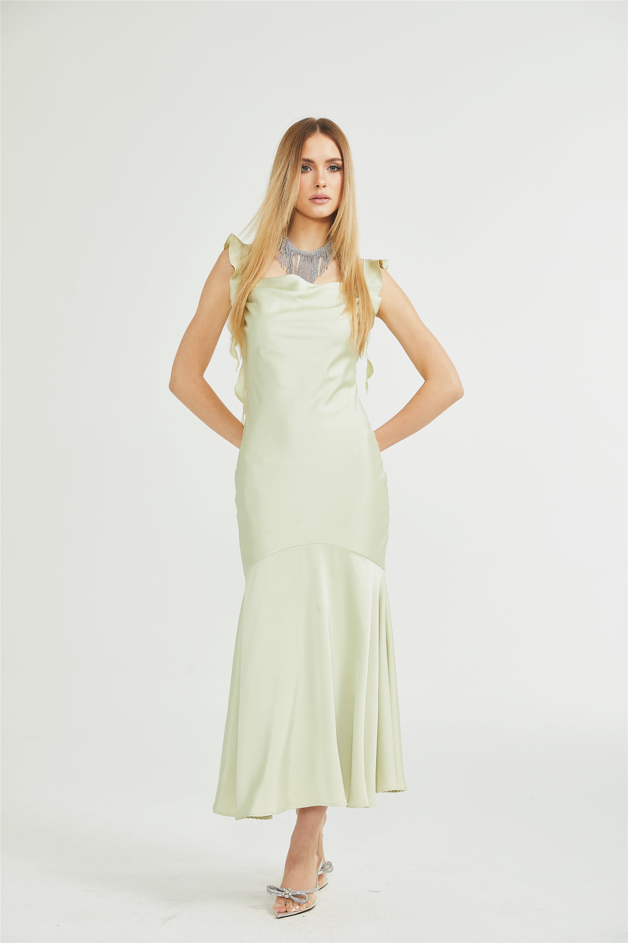 Céleste kloş midi elbise