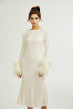 Gabriella tüy midi elbise