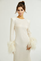 Gabriella tüy midi elbise