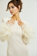 Gabriella tüy midi elbise