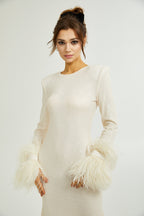 Gabriella tüy midi elbise