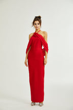 Rozet çiçek maksi elbise