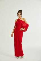 Rozet çiçek maksi elbise