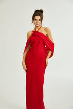 Rozet çiçek maksi elbise