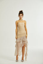 Giada fırfır midi elbise