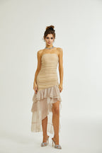 Giada fırfır midi elbise