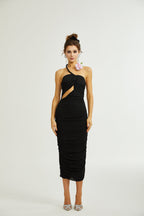 Juana asimetrik midi elbise