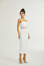 Hermine şeffaf midi elbise