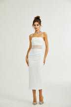 Hermine şeffaf midi elbise