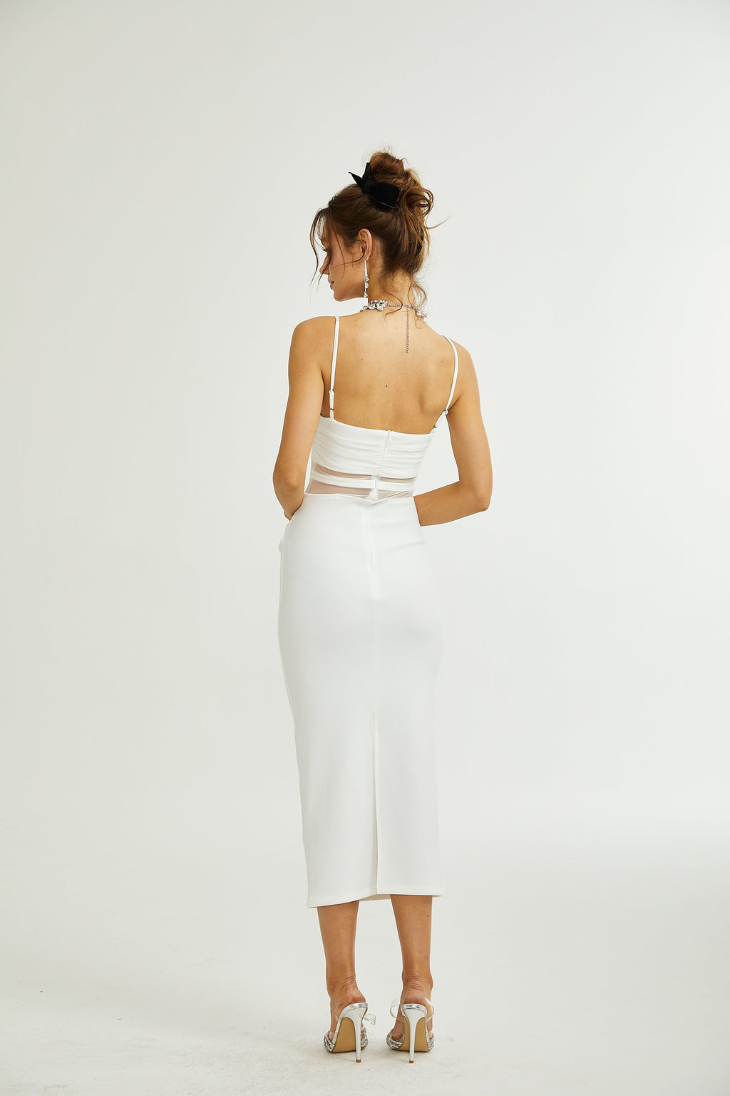 Hermine şeffaf midi elbise