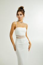 Hermine şeffaf midi elbise