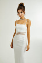 Hermine şeffaf midi elbise