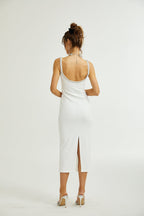 Hélène işlemeli midi elbise