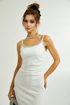 Hélène işlemeli midi elbise