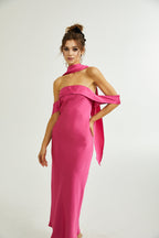 Yasmine saten midi elbise