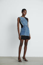 Lana denim mini elbise