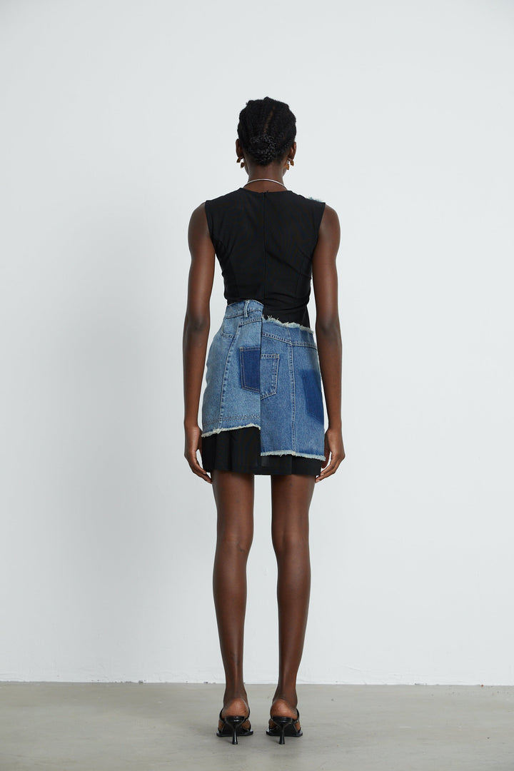 Lana denim mini elbise