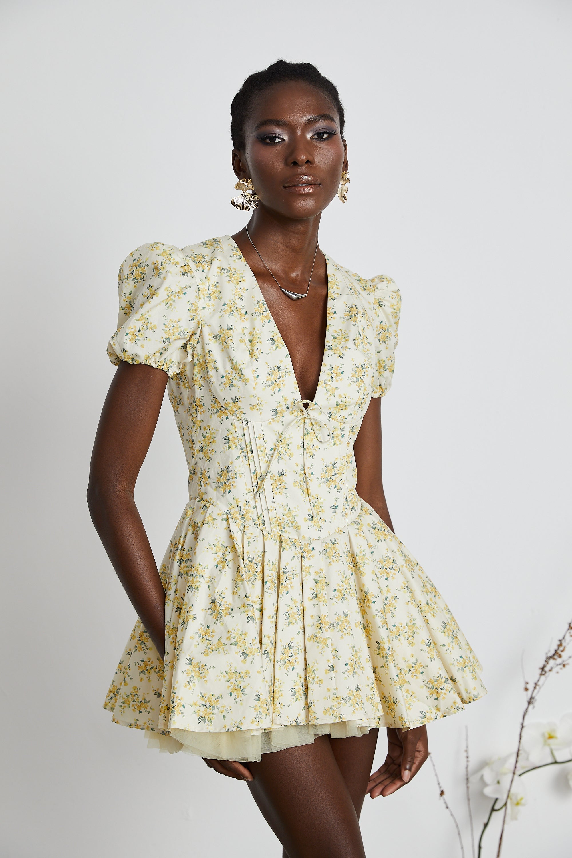 Liane çiçek mini elbise