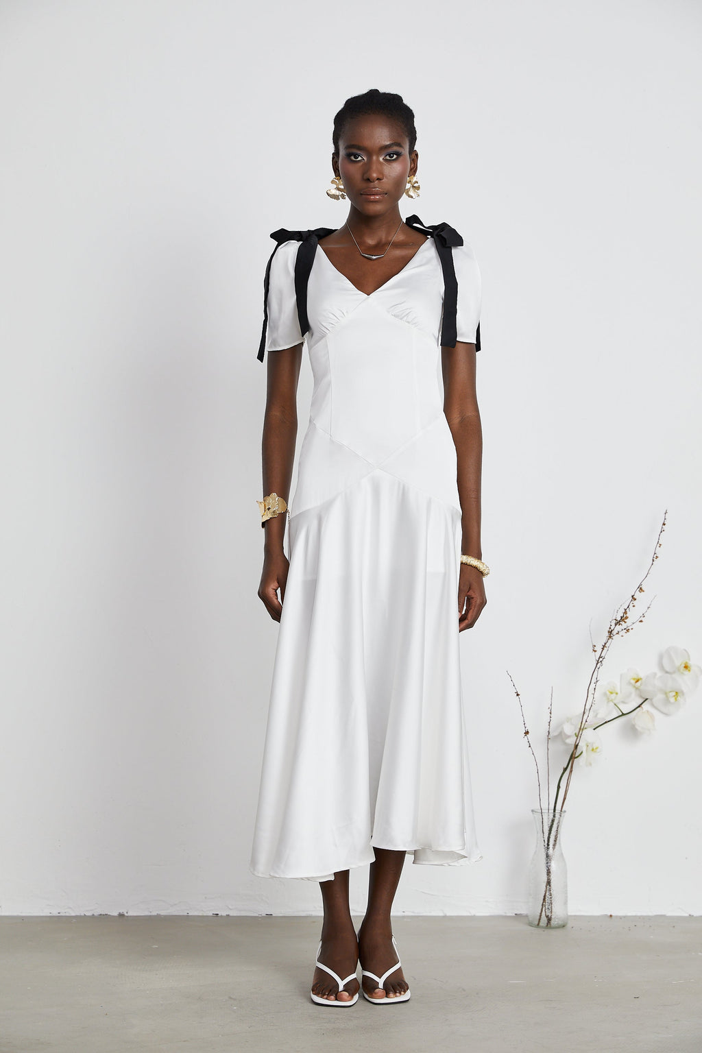 Cyrielle şerit maksi elbise