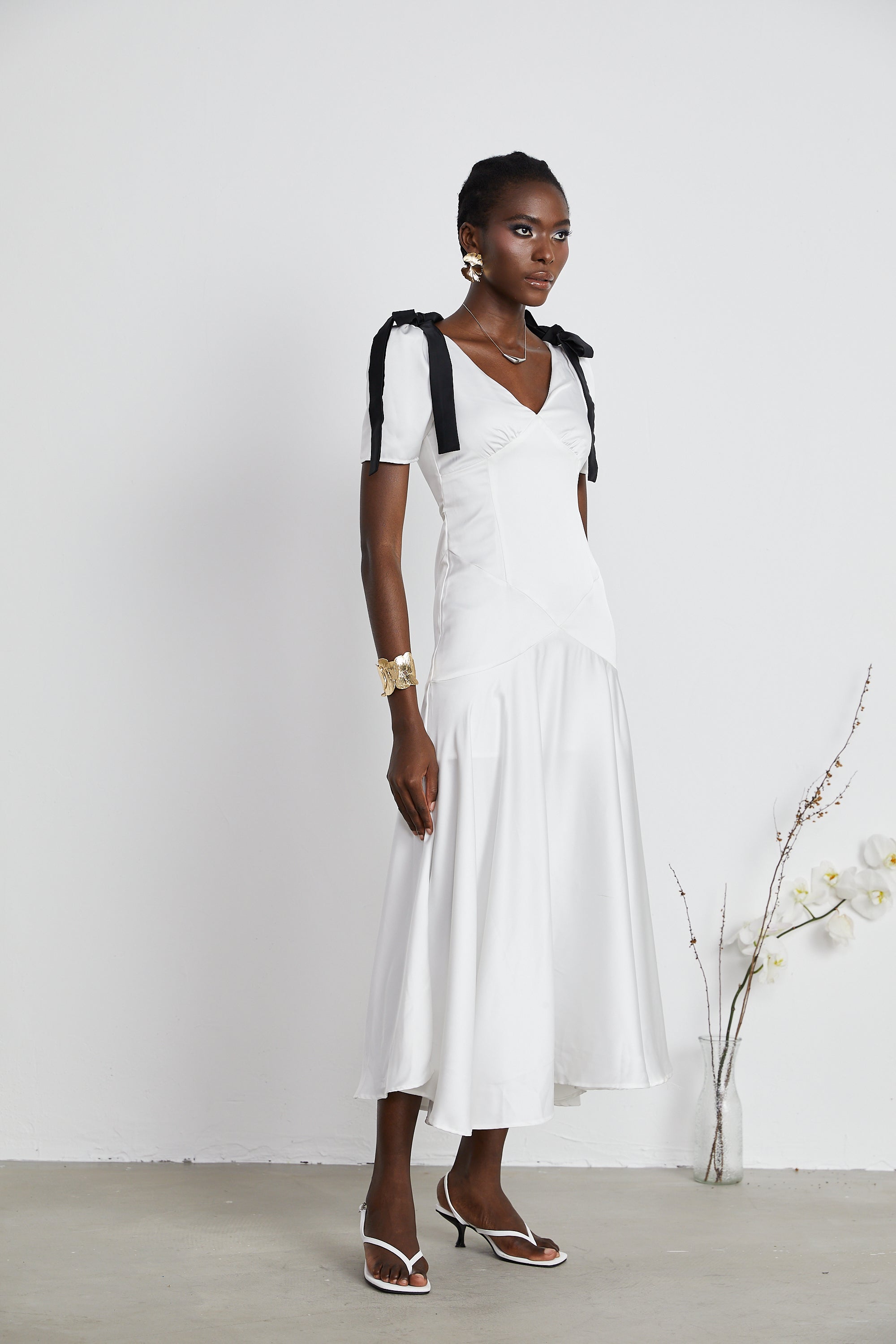 Cyrielle şerit maksi elbise