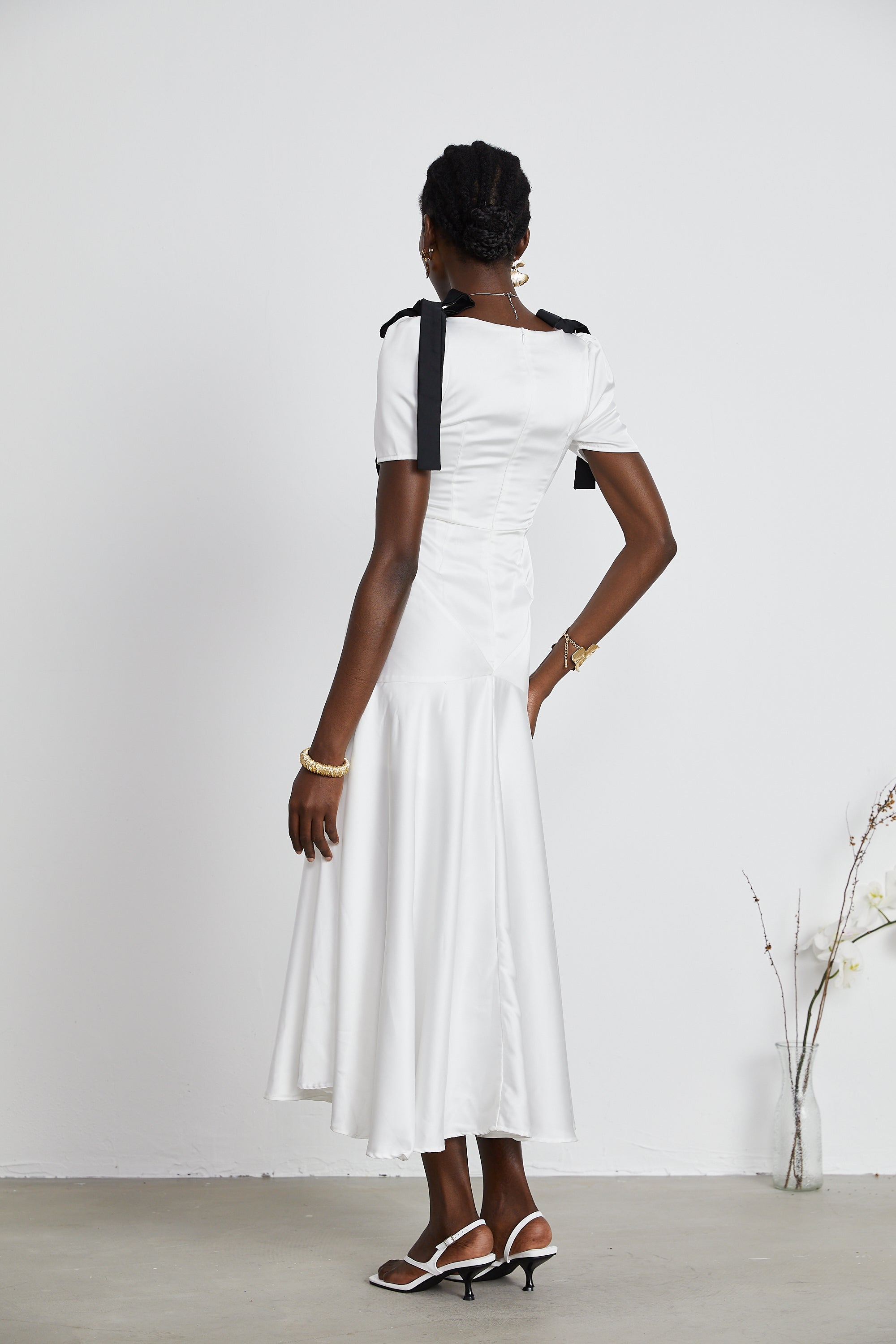 Cyrielle şerit maksi elbise