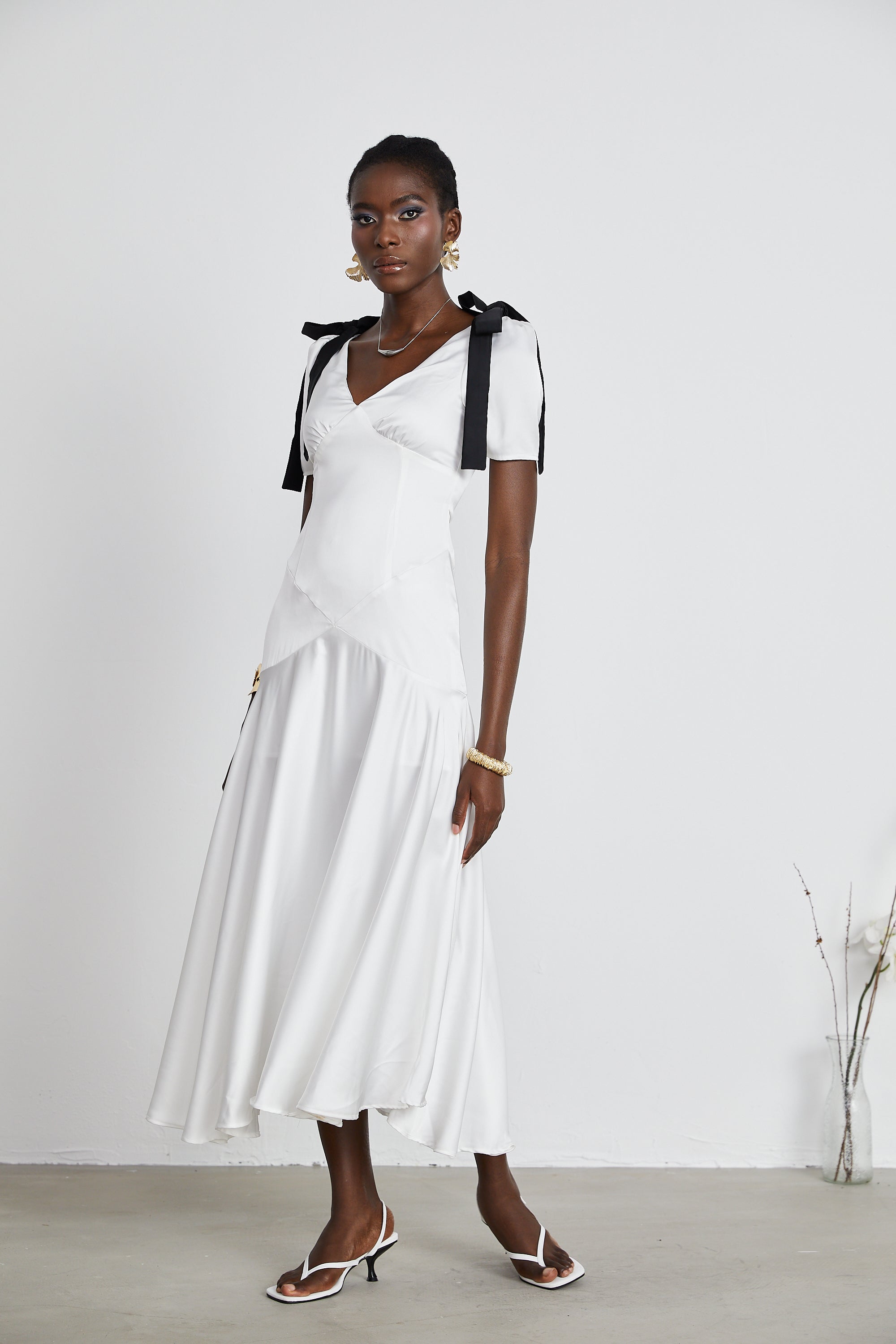 Cyrielle şerit maksi elbise