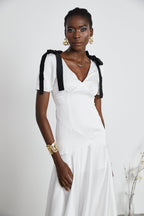 Cyrielle şerit maksi elbise